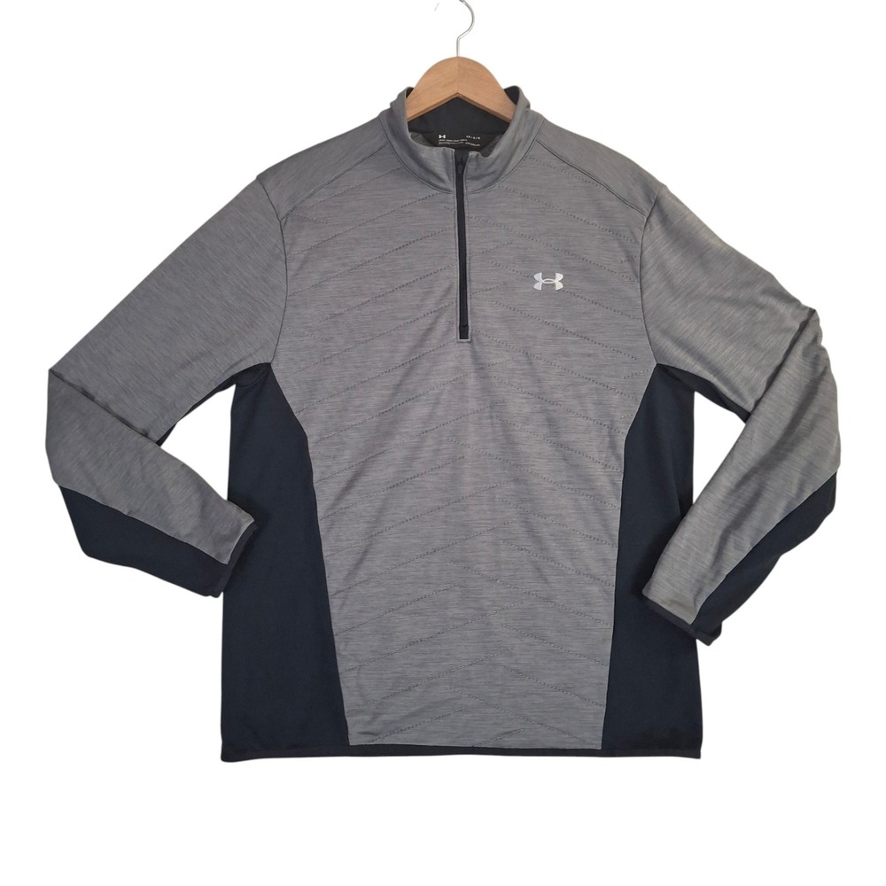 Under Armour Reactor Hybrid 1/4 Zip Pullover Mens Large Gray Black ColdGear